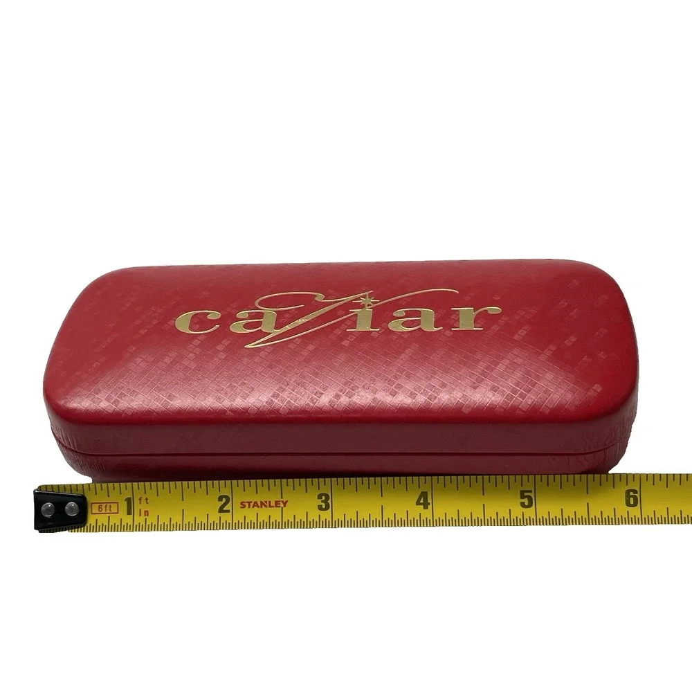 Caviar Faux Leather Eyeglasses Red Clamshell Hard‎ Case Only No Glasses